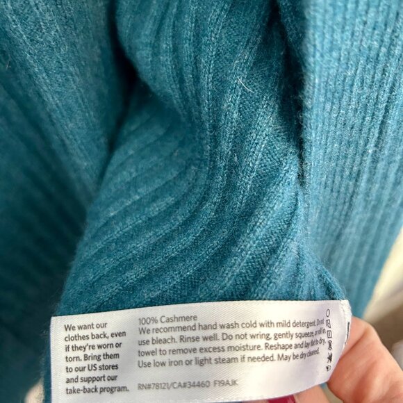 Eileen Fisher 100% Cashmere Long Open Front Cardigan in Teal Size 3X - Picture 3 of 10